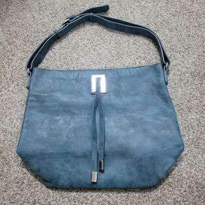 Blue Magnetic Snap Closure Shoulder Bag